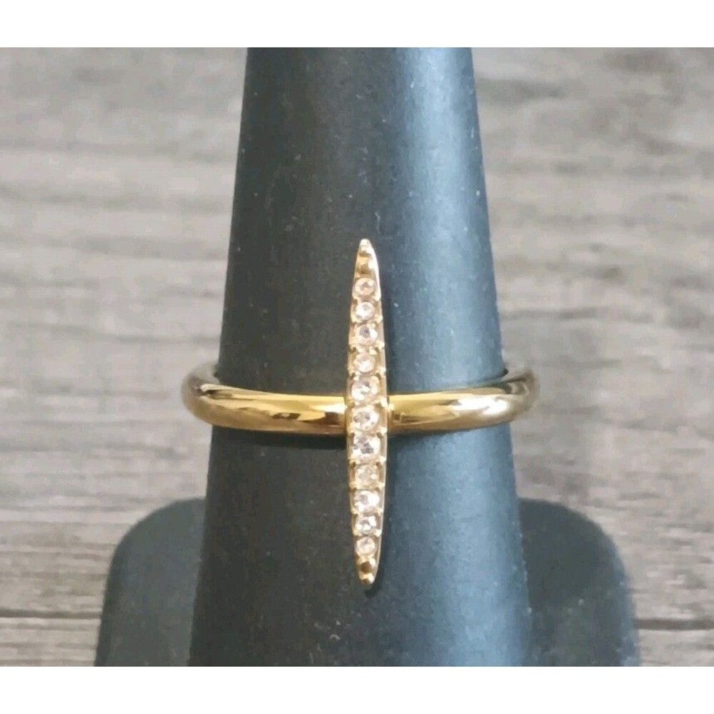 Michael Kors Matchstick Rhinestone Gold Tone Ring Size 7